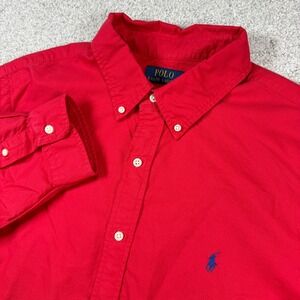 Polo Ralph Lauren Button Down Shirt Mens XL Red Classic Fit Cotton Long Sleeve